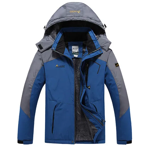 XIYOUNIAO new Outwear Winter Jacket Men Windproof waterproof Hood Male Jacket thicken Warm Men Parkas coat Size L-6XL - Цвет: denim blue