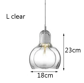 Скандинавские современные минималистичные стеклянные подвесные светильники E27, художественное освещение для гостиной, столовой, спальни, ресторана, кафе, отеля, комнаты - Цвет корпуса: Clear L