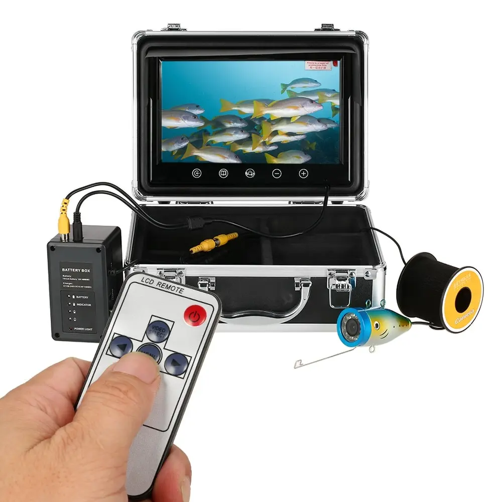 

Fish Finder Fishing Camera Touch Button 9" LCD Monitor 12PCS LED Lamp 150 Degree Wide Angle 1000TVL Waterproof Underwater