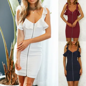 

Casual Summer Dress Women Holiday Sleeveless V Neck Mini Dress Ladies Summer Dew Shoulder Dress Sexy Dresses For Women Korean