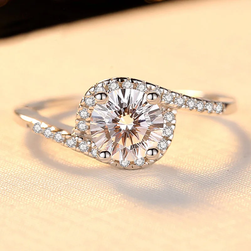 1CT CZ Stone Hearts and Arrows Cut Brilliant Round Cut Ring Engagement