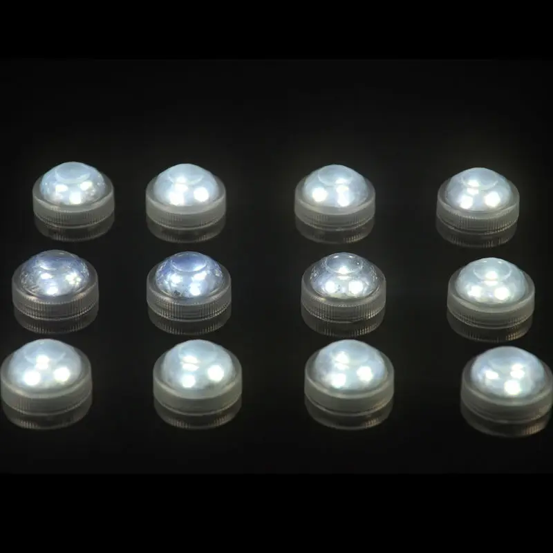 100 шт./лот CR2032 Батарея работать 3 см мини RGB LED Погружные Водонепроницаемый свет для Свадебные украшения