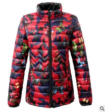 Parka 2019 Winter Jacket women Plus Size Womens Parkas Thicken Outerwear flower print Coats Short Female Slim Cotton basic tops