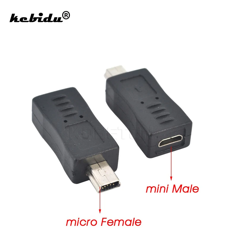

kebidu Black Micro USB Female to Mini USB Male Converter Adapter Connector Phone charging Data Transfer For PC MP3 Phone Cables