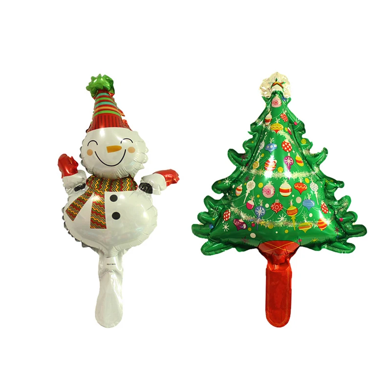 Повезло 2 шт./лот мини Снеговик Санта Клаус дерево Фольга шары Merry надувные рождественские декорации воздушный шар вечерние поставляет