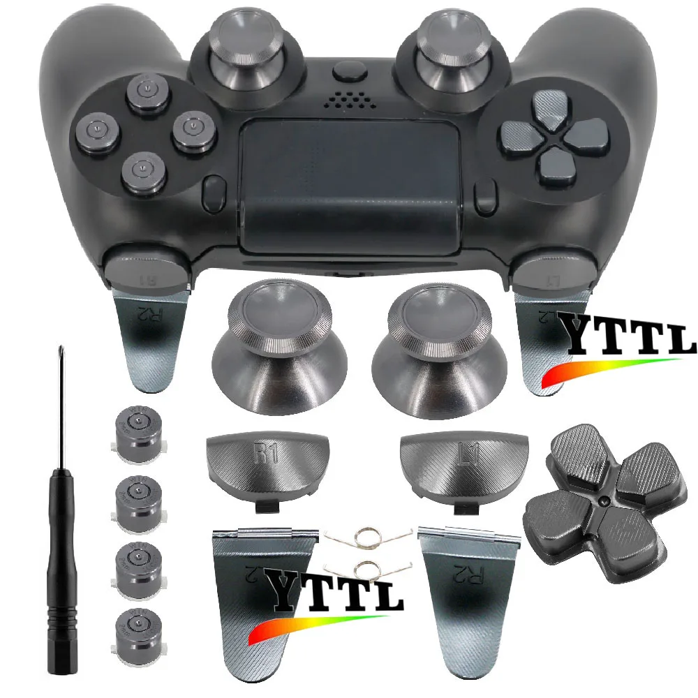 Расширение L2 R2 алюминиевые металлические кнопки для PS4 тонкий контроллер/PS4 Pro контроллер JDS040 пусковые кнопки алюминиевый Металл