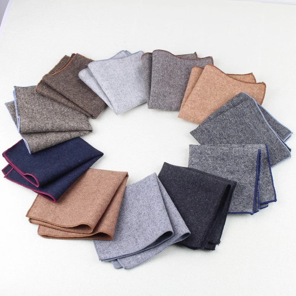 Vintage Wool Hankies Men's Pocket Square Handkerchiefs 23*23cm