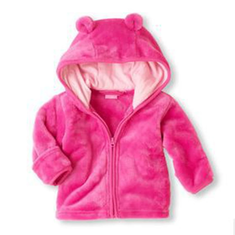 

baby coral Fleece Hooded Jacket infant super cute Hoodie tri-color