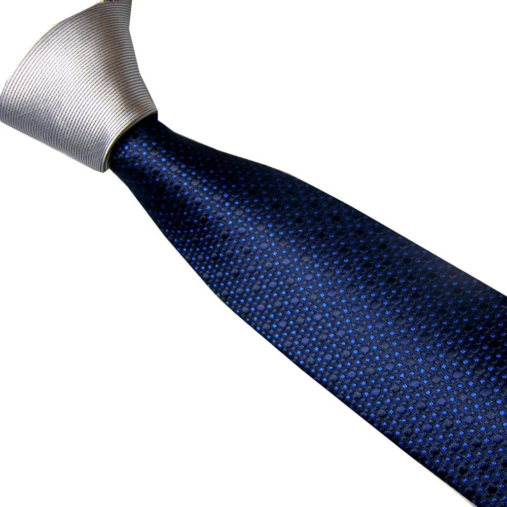 

LAMMULIN Men's Suit Ties New Design Silver Knot Contrast Blue With Navy blue Polka Dots Necktie Skinny Tie 6cm Gravats Corbatas