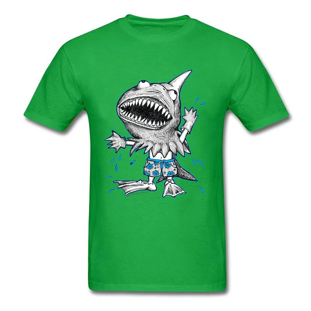 Classic Man Tops & Tees Land Shark Halloween Costume Top T-shirts Cotton Round Collar Short Sleeve T-Shirt Printed On Land Shark Halloween Costume green