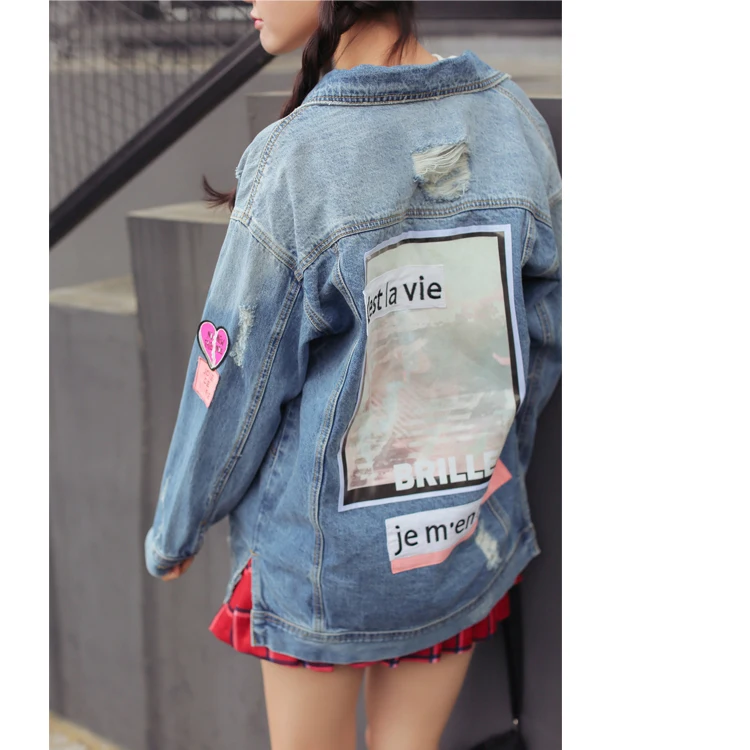 price reduction  Women Basic Coats Autumn And Winter Women Denim Jacket Vintage Long Sleeve Loose Female Jeans Coat 