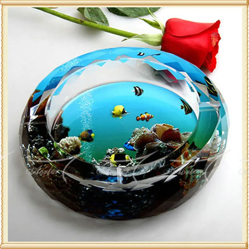 Exquisite underwater world landscape glass ashtray Mediterranean style