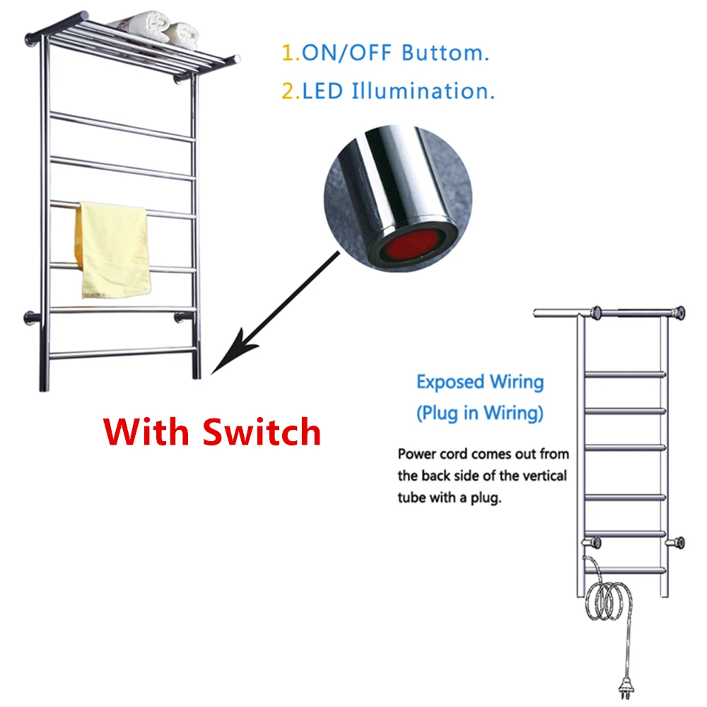 Т-образный 304 Полотенцесушитель с подогревом из нержавеющей стали, Электрический полотенцесушитель, современная вешалка для полотенец, вешалка для полотенец, HZ-915A - Цвет: Open Wire 2