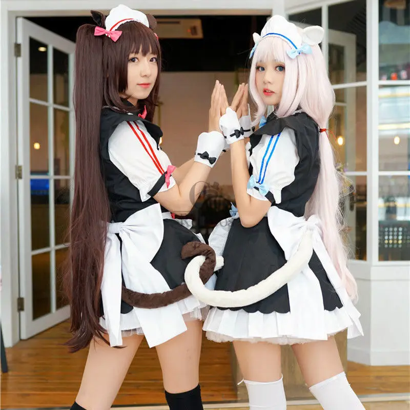 Nekopara Chocola ванильный Косплей Костюм женский сексуальный кот платье служанки