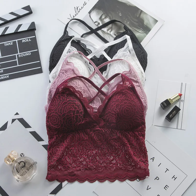 

Women's Wireless Bra Lace Tube Tops Padded Bra Soft Brassiere Underwear Lingerie Beautiful Back