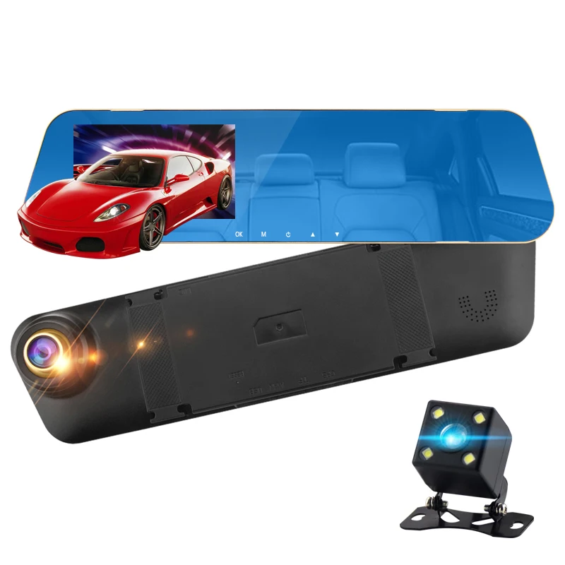 4 3 дюймов Автомобильный 1080P Hd Dvr Камера зеркало заднего вида с двумя двойной