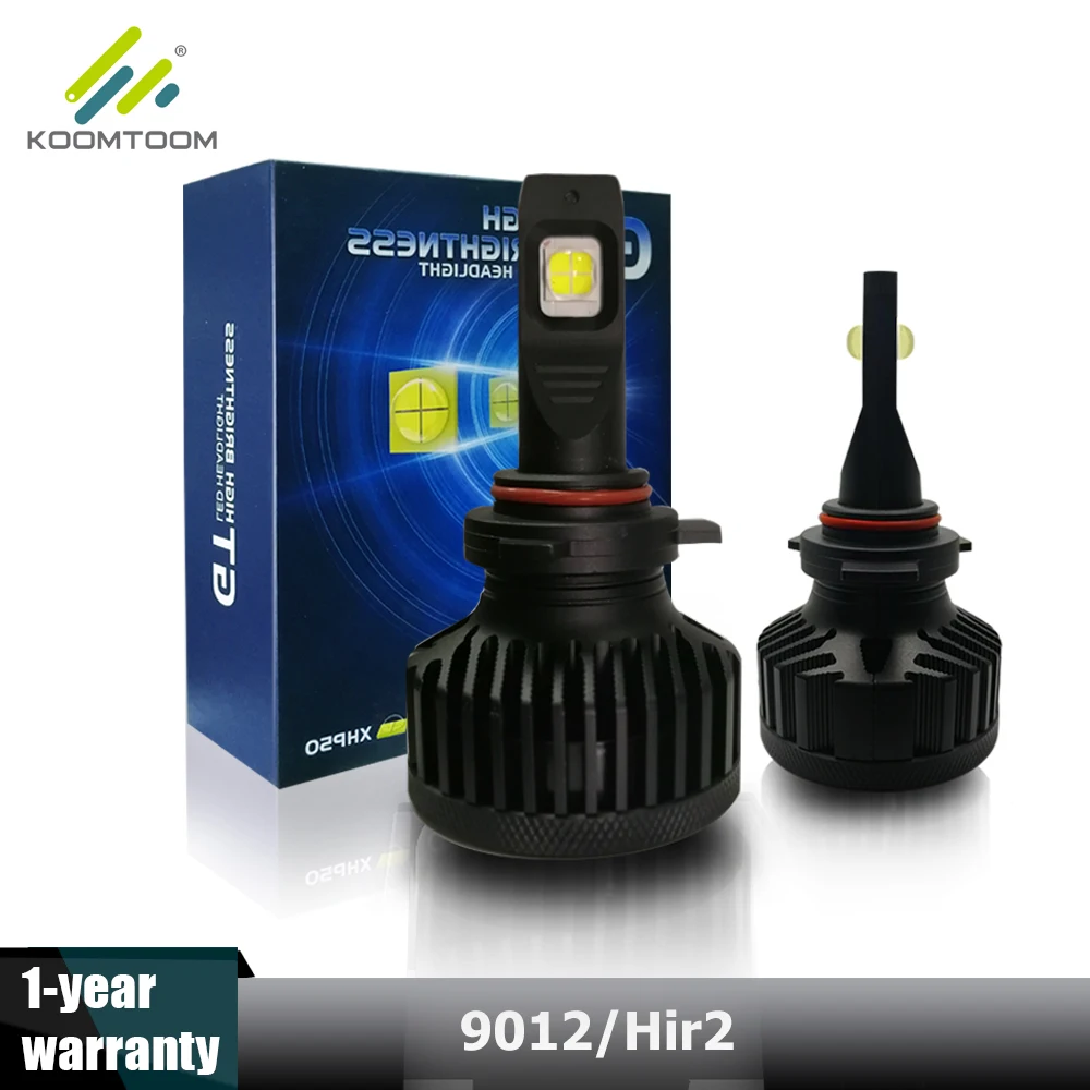 

Koomtoom Led Hir2 9012 Headlight Bulb Conversion Kit High Power CREE XHP70 Chip Car Light Bulb 90W 18000Lm 12V 2-Year Warranty