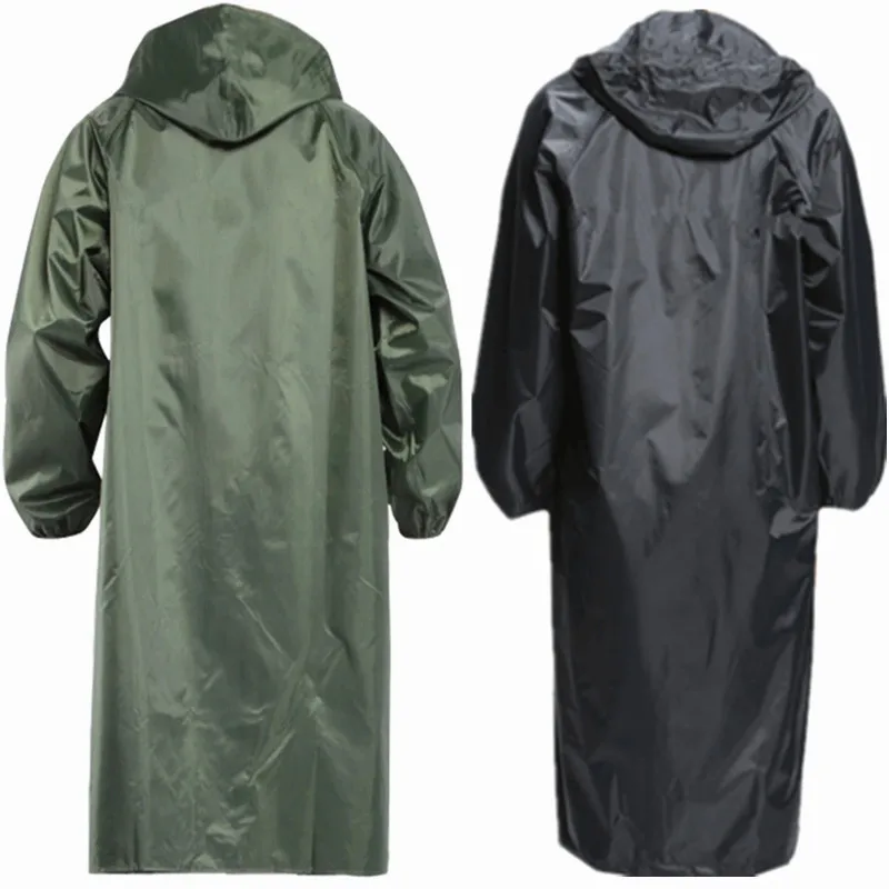 Kaufen Männer lange armee grün regen mantel hohe qualität wasserdichte erwachsene poncho einzigen regenmantel für wandern am outdoor YY090