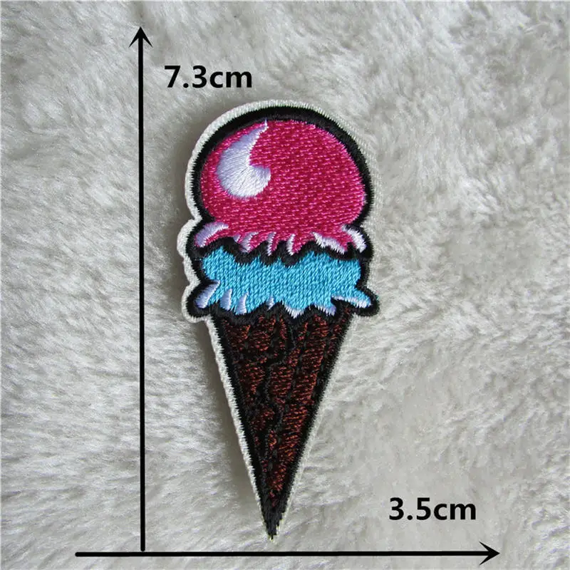 Double Dip Ice Cream Cone Embroidered Iron On Patch