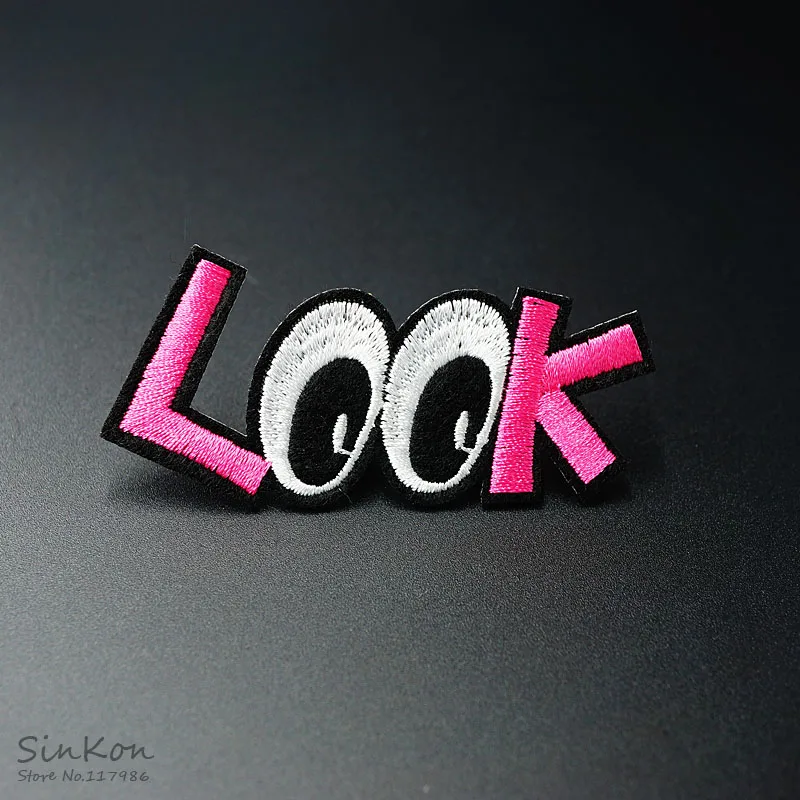 

LOOK (Size:6.8X3.4cm) DIY Cartoon Badges Embroidery Patch Applique Ironing Clothing Sewing Supplies Decorative Badge