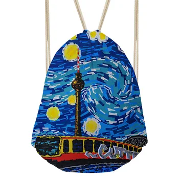 

FORUDESIGNS Drawstring Bag Women's Backpack Female Rucksack Art Style Printed 3D Travel Preppy Shopping Bags Schoolbag Wholesale