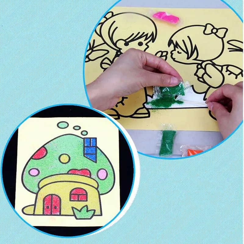 Дети Рисование игрушки картина из песка фотографии ребенок DIY ремесла Образование игрушка узор случайный 12X16 см