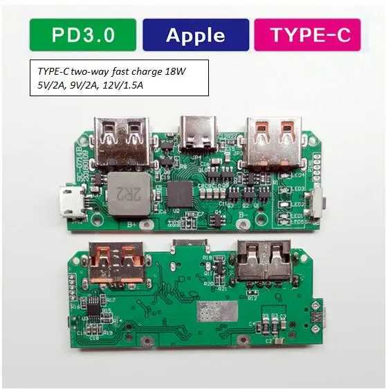 Qualcomm QC3.0/PD3.0 двунаправленный Быстрый зарядный мобильный источник питания Diy посылка плата для зарядки