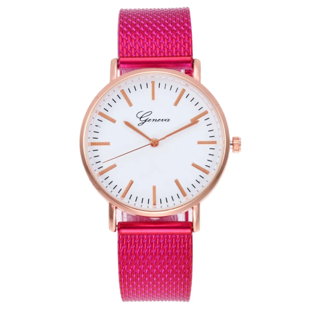 

Modern Fashion red Quartz Watch Men Women Mesh Stainless Steel Watchband High Quality Casual Wristwatch Gift for Female
