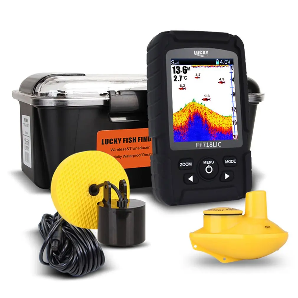 

Lucky Portable Wireless+Wired Two In One Waterproof Fish Finder Monitor Wireless Sonar Wired Transducer FF718LIC Drop Shipping