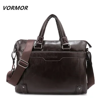 

VORMOR New Leather Men's Handbag Business Men Briefcase Bag Large Capacity Shoulder Tote Bags Rivet Hollow Bottom Man Laptop Bag