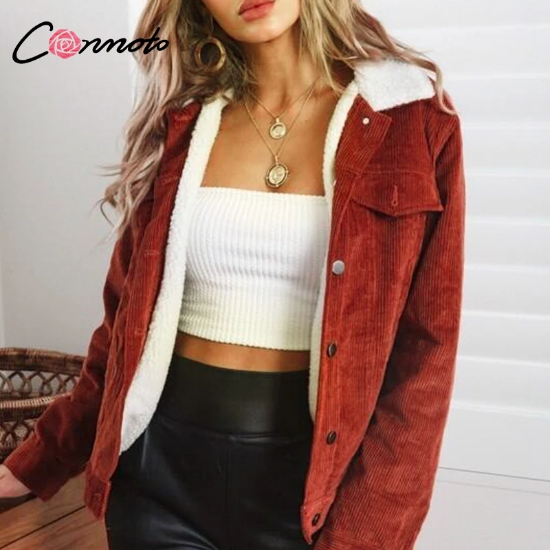 Conmoto однотонная куртка из овечьей шерсти Corduro женская розовая винтажная Куртка