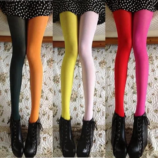 Women Spring Autumn 120D Tights Fashion Asymmetry Contrast Color Velvet Pantyhose Lady Girls Sexy Stockings Japanese Tight 15