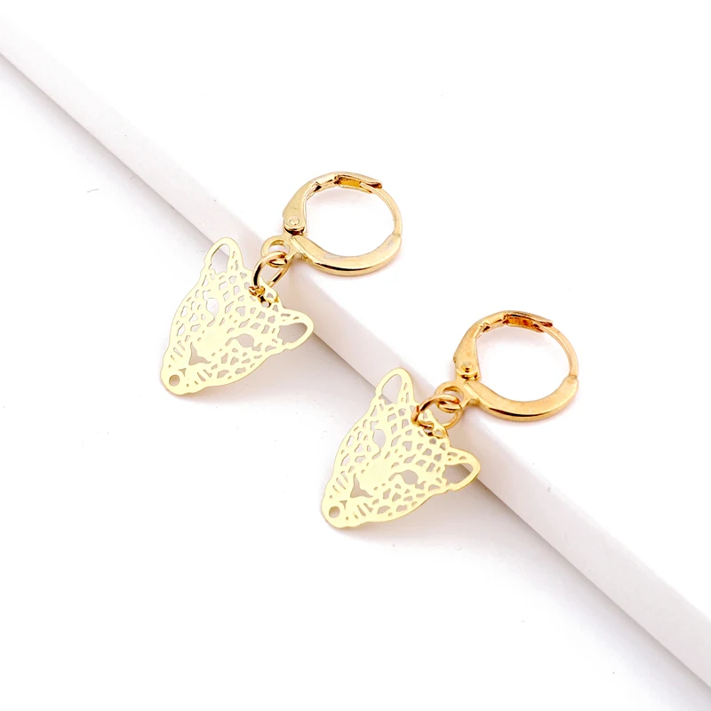 Charm Europe Hollow Leopards Head Hoop Earrrings Round Gold Silver Animal Earring Women Jewelry Boho Small Metal Earrings (4)