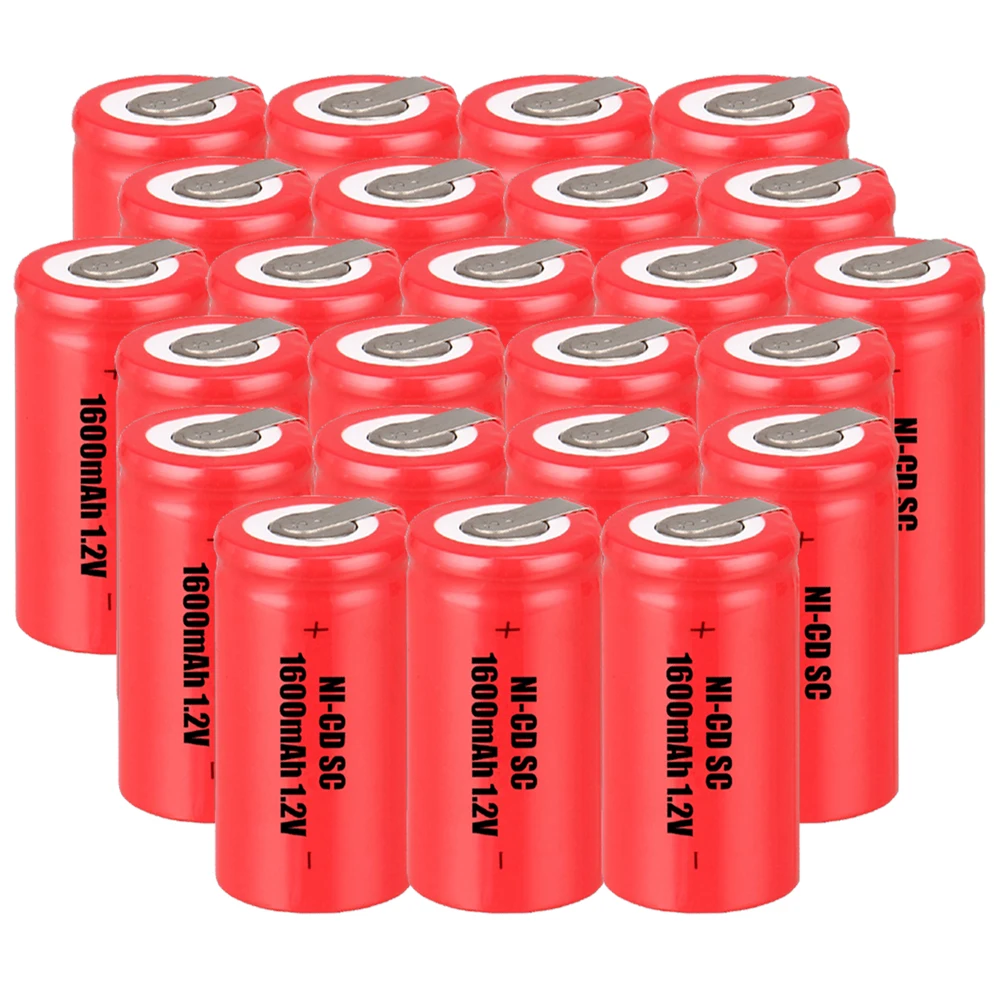 

Lowest price 24 piece SC battery 1.2v batteries rechargeable 1600mAh nicd battery for power tools akkumulator