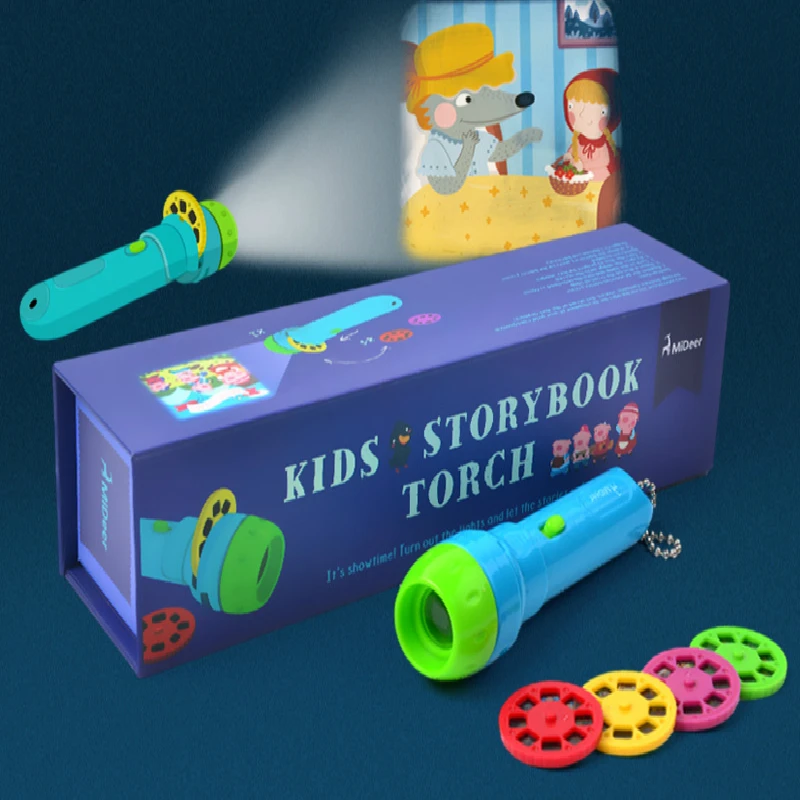 Mini Projector Torch Flashlight Projector Slide Child Sleep Light Lamp