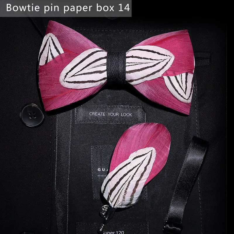 paper box 14 JEMYGINS, дизайн, галстук-бабочка, перо, бант, изысканная ручная работа, Мужская брошь для галстука-бабочки, деревянная булавка, подарочный набор, Свадебная вечеринка - Цвет: paper box 14