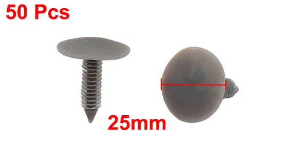 X AUTOHAUX 50 шт. подходит отверстие 7 мм | 6 мм Автомобильная пластиковая отделка дверной панели фиксатор зажимы заклепки серая головка 13 мм 15 мм 23 мм 24,5 мм