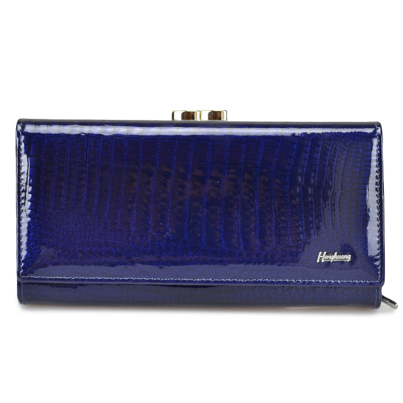 dark blue HH из натуральной кожи Для женщин кошелек аллигатора длинные Hasp молнии бумажник дамы клатч кошелек новые женские роскошные Coin Кошельки - Цвет: dark blue