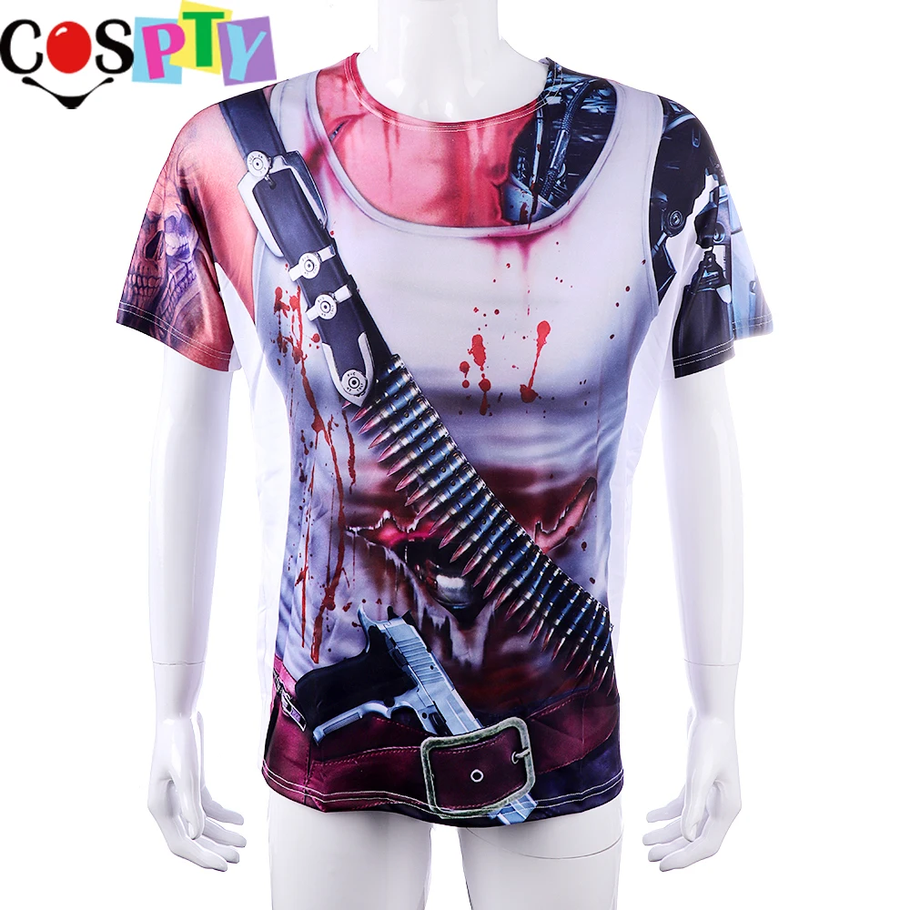 Adults Doctor Printed T-Shirt Zombie Mask Fake Blood Halloween Horror Accessory