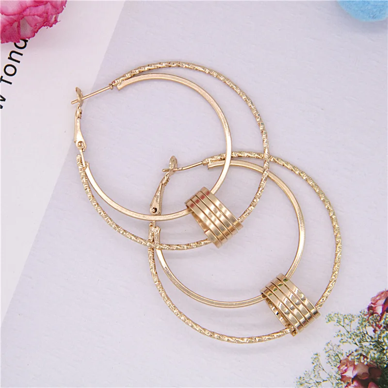 

Dreamtop Hollow Big Circle Hoop Earrings For Women Gold Silver Color Round Pendant Earing Simple Romantic Jewelry Nice Gift E128