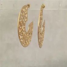 Модные золотые три четверти филигранные круглые 55 мм Размеры серьги для женщин и девушек