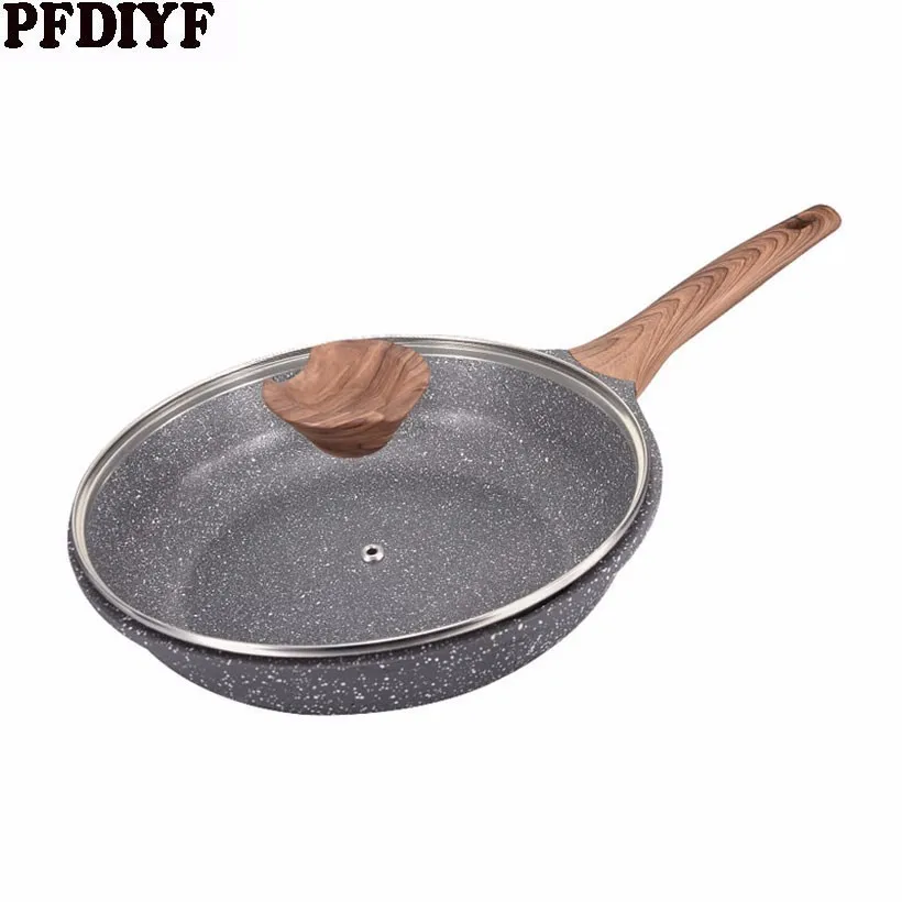 

Medical Stone Nonstick Frying Pan with Heat Resistant wooden Handle Multi-purpose Pancake Steak Pan kitchen accessories 20-28cm