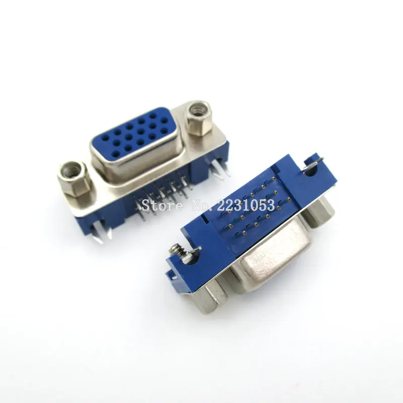 5 шт./лот DB15 DR15 3 ряда синий параллельный порт 15 Pin D Sub Female Way PCB 90 градусов Разъем