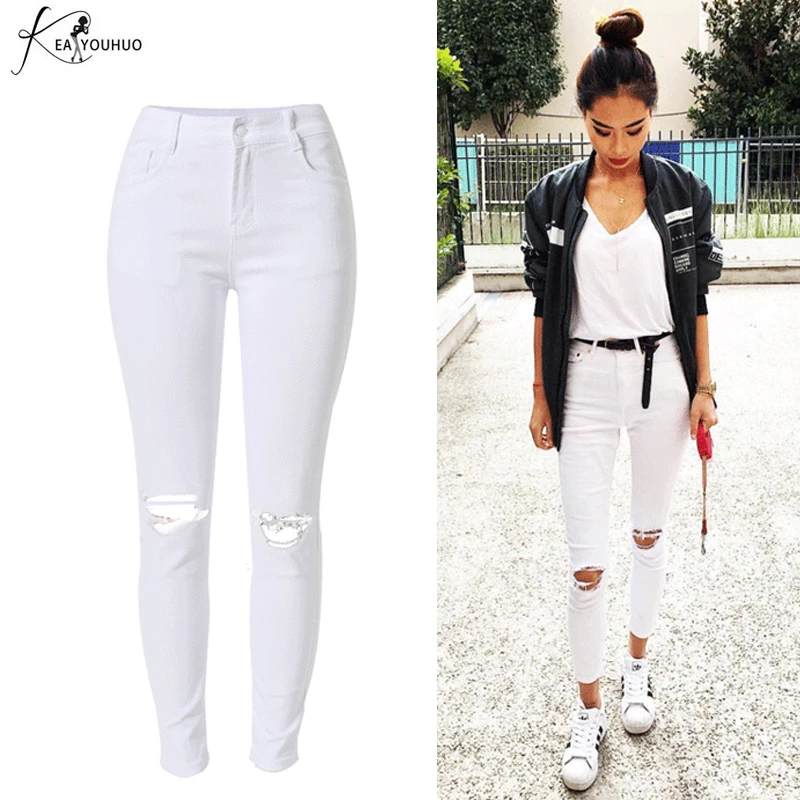 white denim jeggings