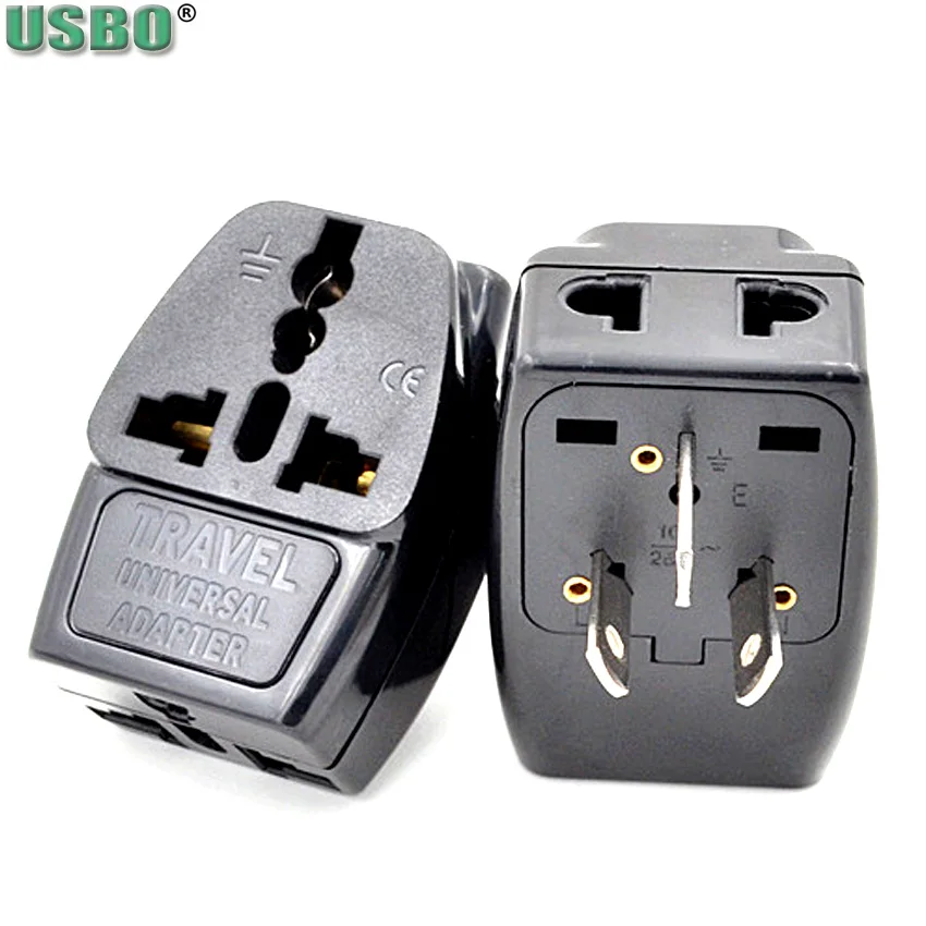 

Black 10A copper UK US EU to AU australia multi function travel adapter plug CE 2 in 1 mobile phone charging socket Type I