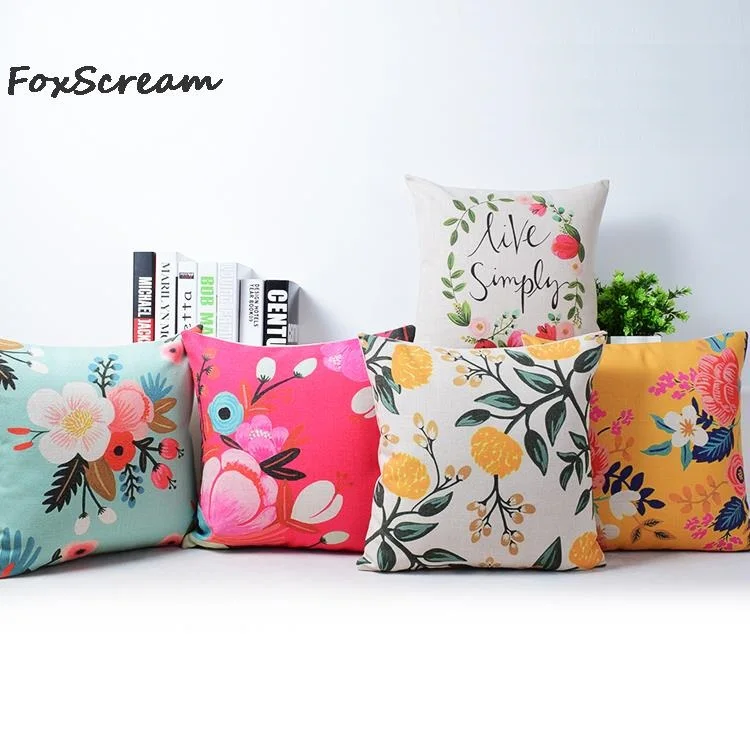 

Flower Pillow Case Yellow Decorative Pillows Cushion Cover Home Decor Floral pillow cover linen cotton pillowcase for sofa