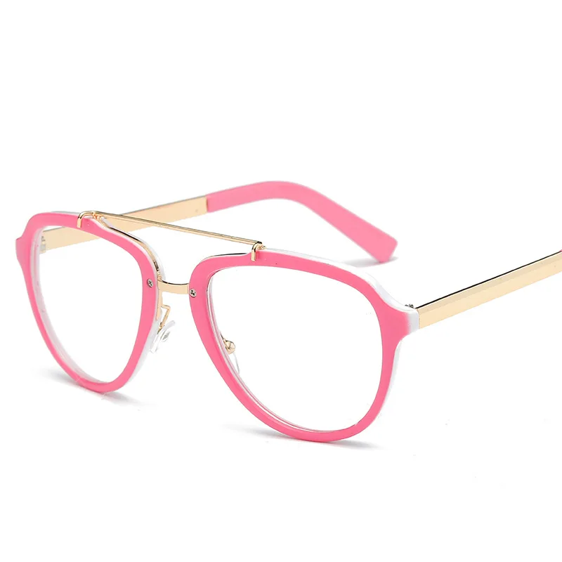 Cubojue авиационные очки, оправа для женщин, леопардовые очки для рецепта, оптические линзы, черные, синие, белые, розовые очки для женщин - Цвет оправы: Розовый
