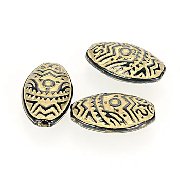 

New Arrival Wholesale Plating Acrylic Antique Design Stripe Oval Spacer Charms Beads For Diy Jewelry Making Bracelet & Necklace