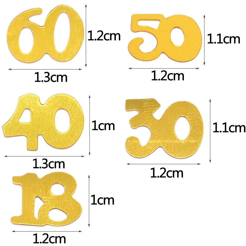 15g/bag Gold Digitals 18 30 40 50 60 Confetti for Happy Birthday Party Number Table Confetti Decoration Sprinkle Party Supplies7
