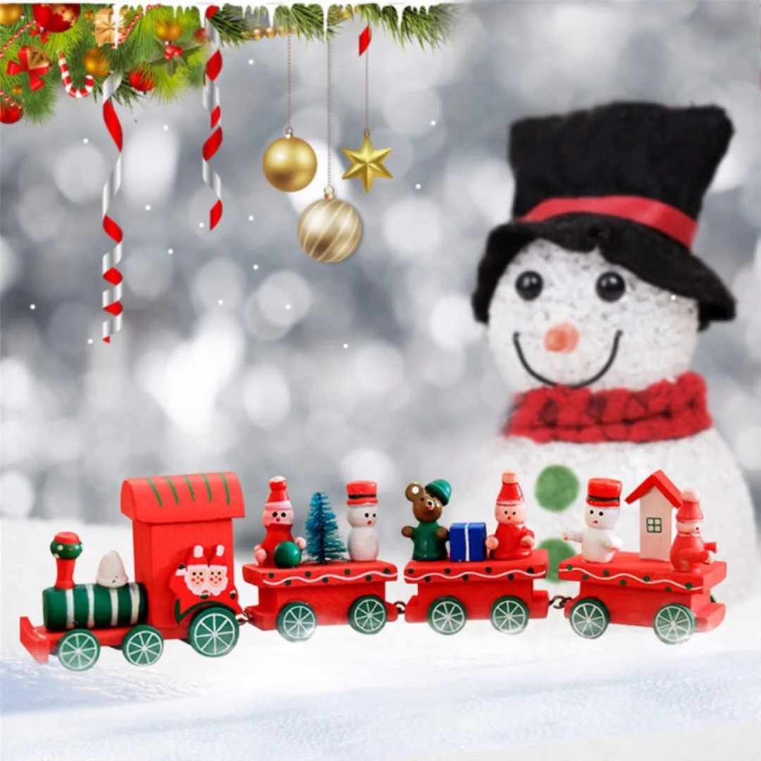 New Christmas Creative Wooden Train Santa Claus Festival Ornament Kids Gift Toy New 2 Color